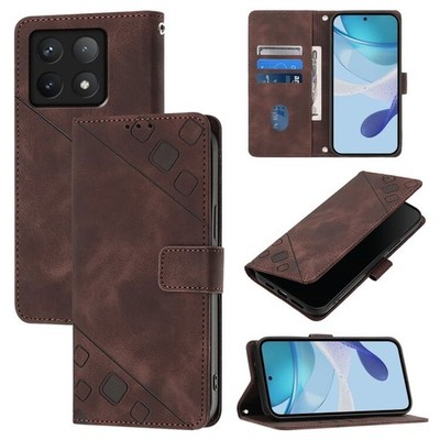 Für Xiaomi 14T Skin-Feel Geprägte Leder Handy Tasche Hülle Schale