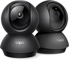 Tapo TP-Link 2K Pan/Tilt Indoor Security Camera Black Night Vision (Pack of 2)