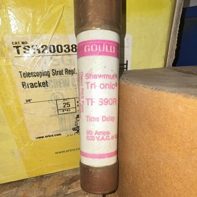 Gould Shawmut Tri-onic TFS90R 90A 600V AC Time-Delay Cartridge HRC Fuse