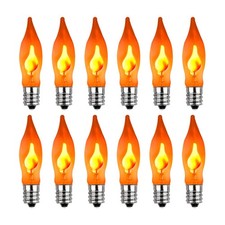 Wxuean Christmas Flicker Flame Light Bulbs, 12 Pack C7 Orange