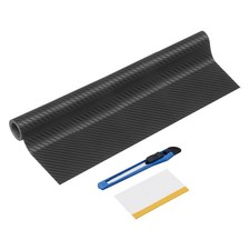 1Set 16" x 5ft PET Carbon Fiber Vinyl Wrap with Scraper, Black