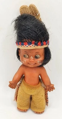 Vtg German Schildkrot Turtle Mark Rubber Minikid Indianer Series Doll Side Eyes - Image 1 of 4