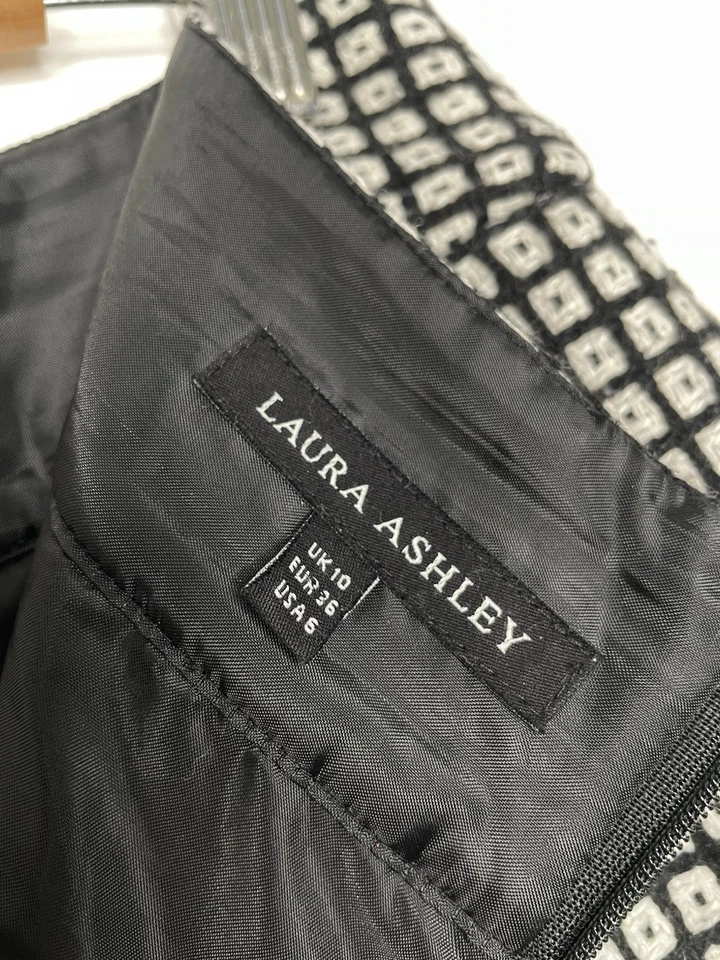 Laura Ashley Wool Blend Skirt Geometric A-Line Knee Length Box Pleat Front UK 10 - Image 2 of 4