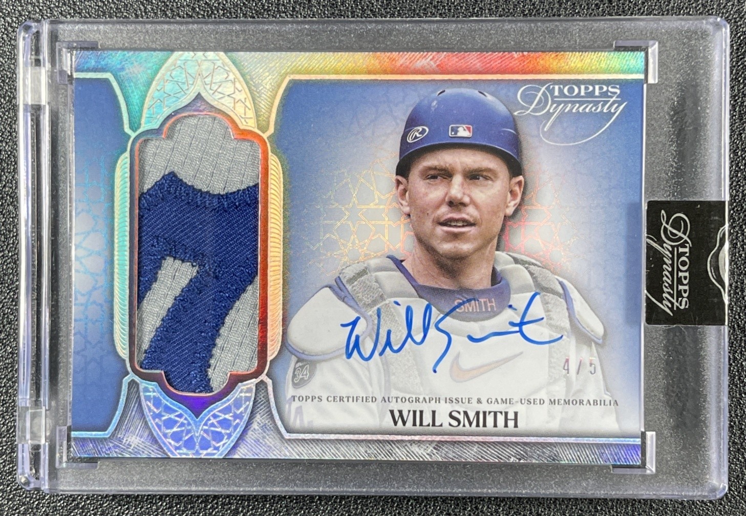 WILL SMITH 2025 TOPPS DYNASTY #DAP-WS3 GAME-USED PATCH AUTO SILVER 4/5 DODGERS