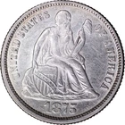 1875 10c Seated Liberty Dime ~ AU Details
