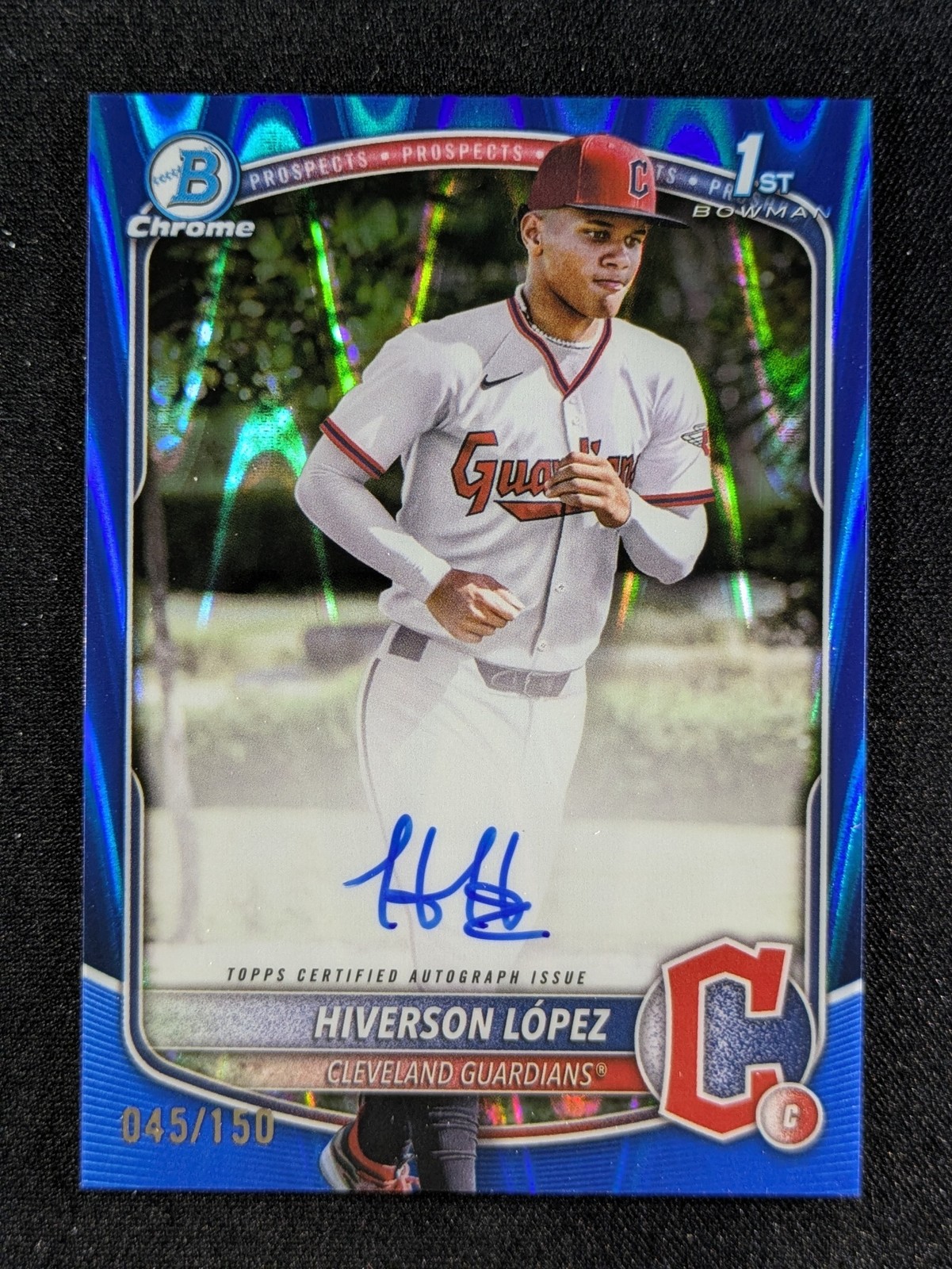 2025 Bowman Chrome HIVERSON LOPEZ 45/150 1st Bowman Auto Blue RayWave #CPA-HL