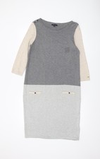 Tommy Hilfiger Women's Grey Knit Colourblock Shift Dress M