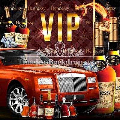 VIP Party Backdrop 7ftx7ft thru 12ftx10ft HipHop Cognac Money Car (014)