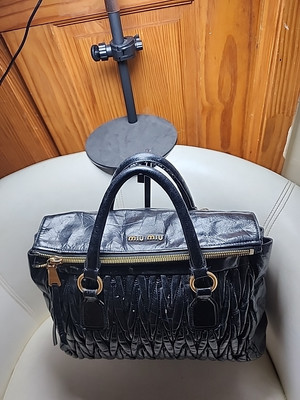 Vintage Preowned Miumiu Black Quilted Leather Bag. No Strap. Rank