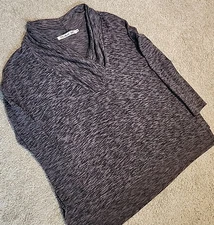 Michael Stars Top Women's OS V Neck Cotton Spandex Long Sleeve EUC One Size