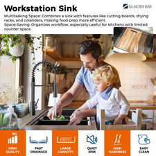 27 In. Undermount Single Bowl 18 Gauge Gunmetal Black Stainless Steel Worksta...