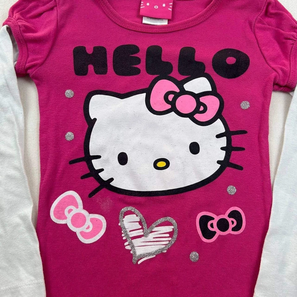 Vintage Sanrio Hello Kitty "Goodbye" 2-Layer Girls Shirt Long Sleeve Size 5 - Image 2 of 4