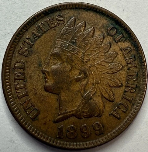 1899 Indian Head Cent AU Details Exact Coin Imaged #IND748