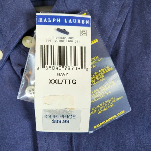 Camicia Ralph Lauren uomo XXL blu navy slim fit con bottoni manica lunga - Foto 4 di 11