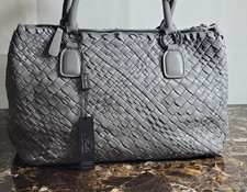 Falor Gray Woven Shoulder Bag, Zip 