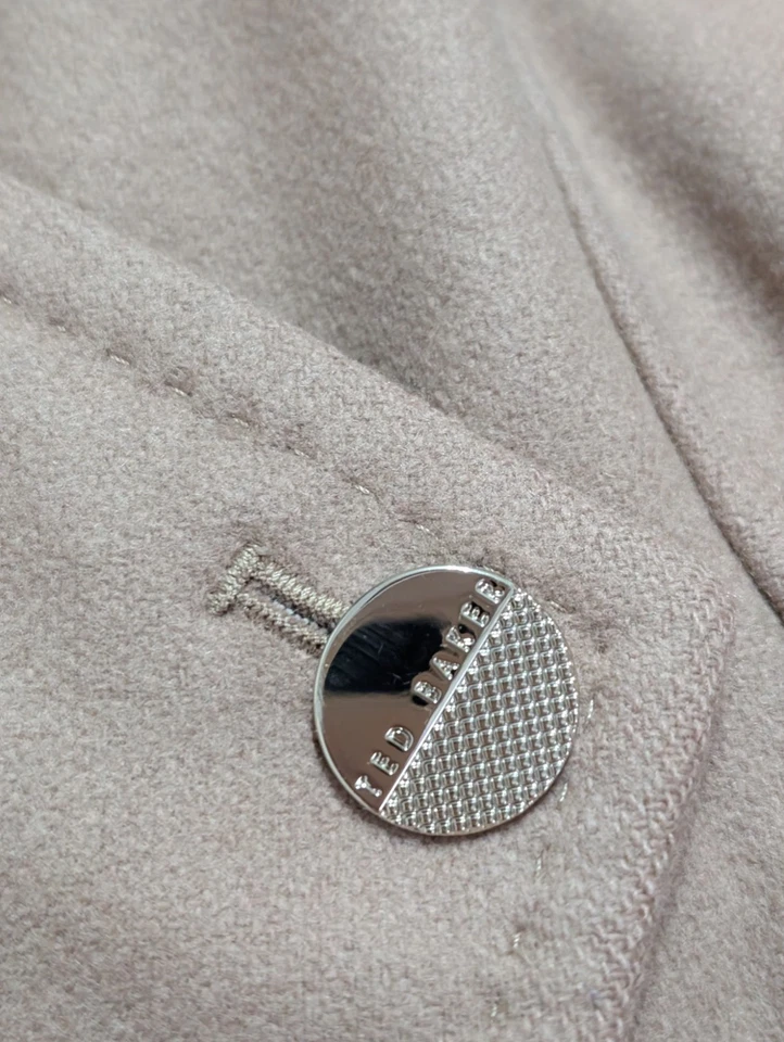 Abrigo chaqueta corta Ted Baker Elethea beige envolvente de lana con cinturón talla 0 UK 6 EN MUY BUENA CONDICIÓN Foto 4 de 4