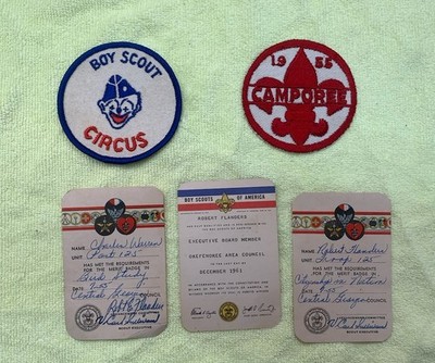 BSA Patch ''Boy Scout Circus''  1955 Camporee  1955-1965 Advancement Cards Lot
