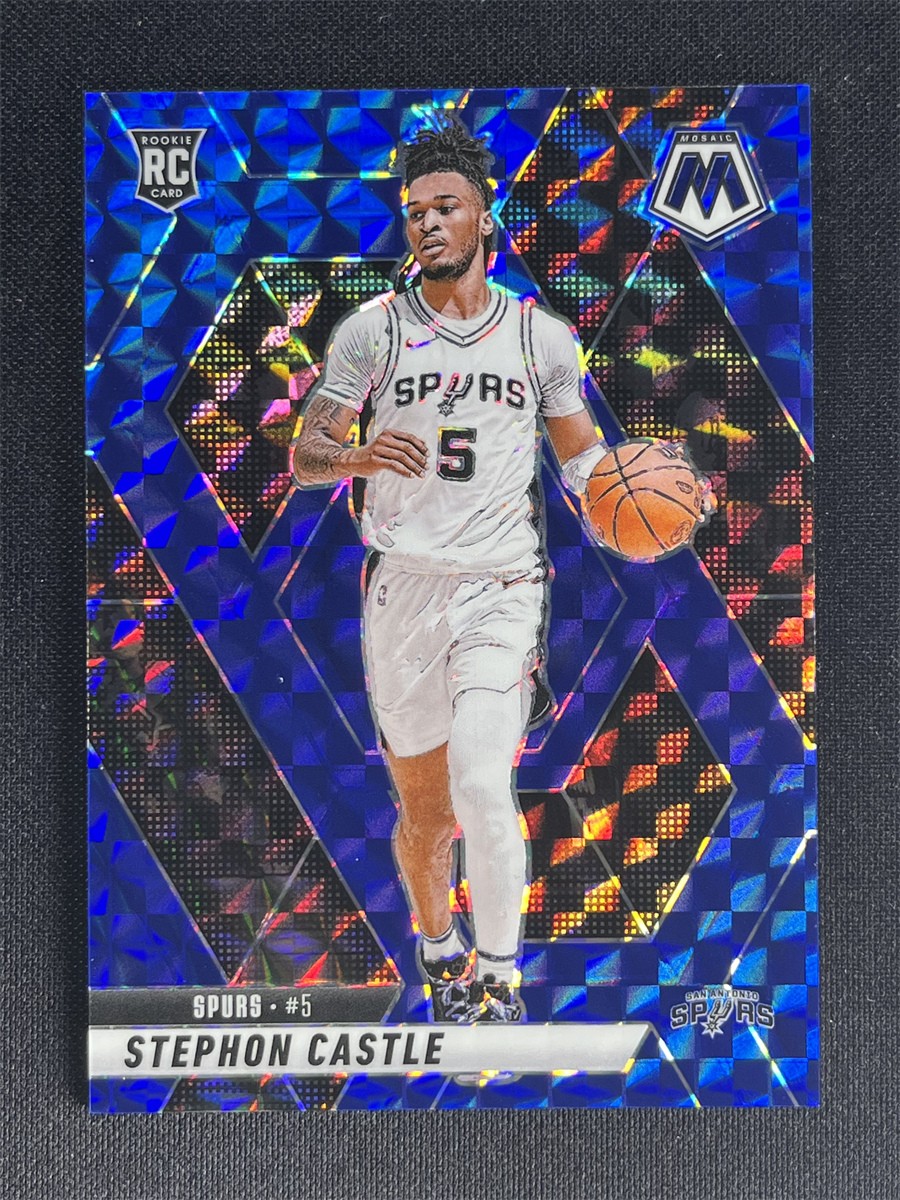 2024-25 Panini Mosaic Stephon Castle #236 Blue Mosaic Prizm Rookie RC Spurs /199