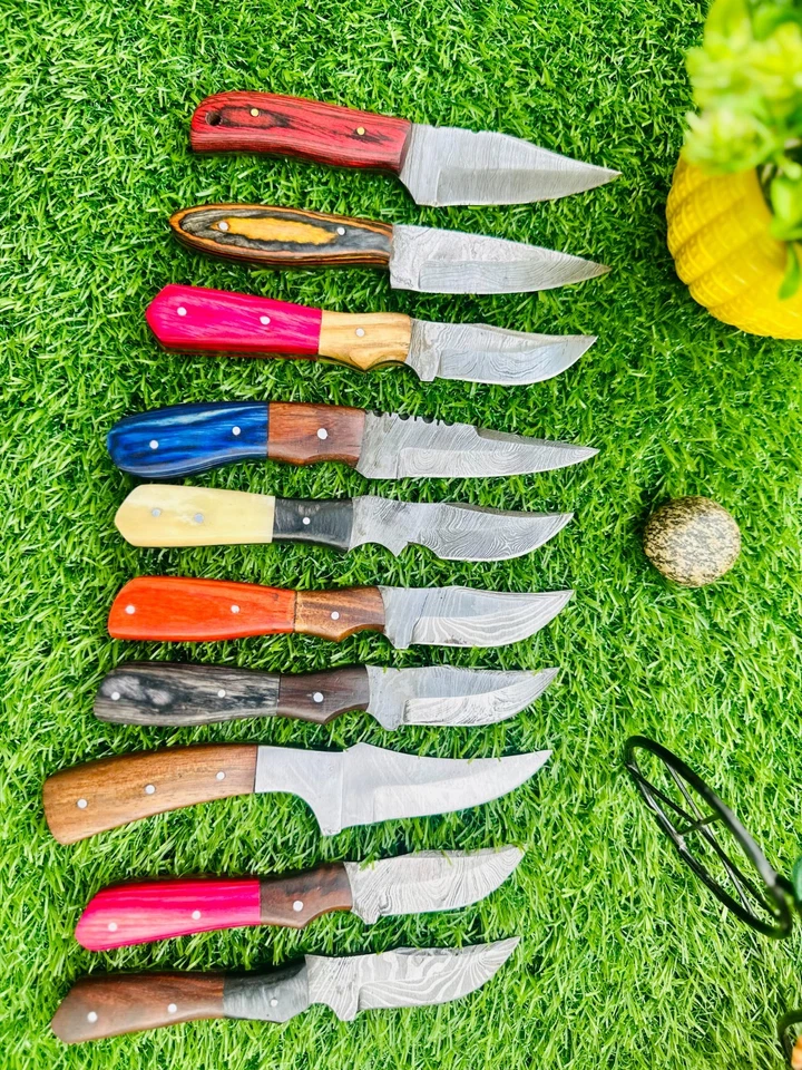 Juego de caza ACERO DAMASCO HECHO A MANO PERSONALIZADO | Cuchillos SkinnerACHA 10 PIEZAS DE LOTE Foto 3 de 4