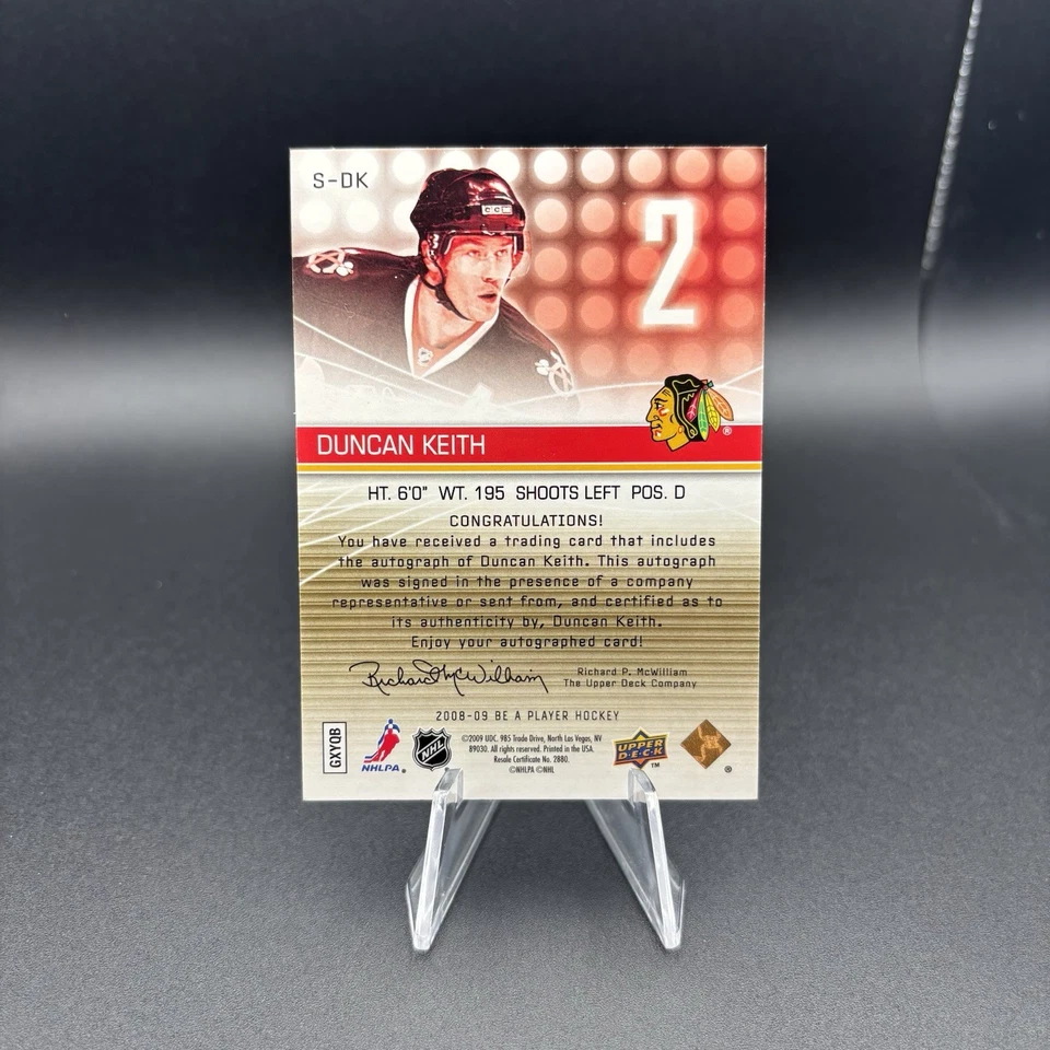 2008-09 UD Be A Player Signatures Duncan Keith Auto #S-DK Blackhawks Autogra /15 - Image 2 of 2
