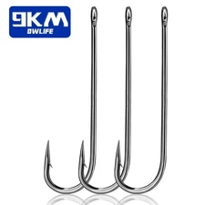 9KM Aberdeen Hooks Long Shank Light Wire Fishing Hook Live Bait Hook Freshwater