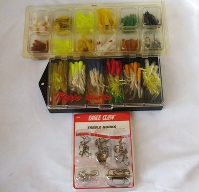 Soft Fishing Lures Worms Grub Assortment Packs 193 Pcs with Treble Hooks 25 Pc