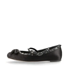 Valentino Garavani Ballerina Satin x Leather Ballet shoes 37 1/2 Ladies' Black R