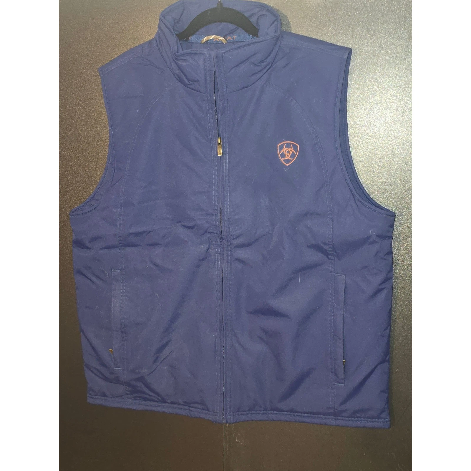 Ariat Mens Team Logo Insulated Vest Navy Blue Orange XL 10052819 NWT