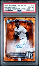 2025 BOWMAN CHROME SAPPHIRE ED CHROME PROSPECTS AUTOS MAYKEL CORET 18/25 PSA 10