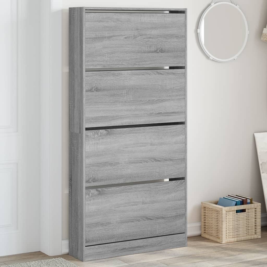 Scarpiera Salvaspazio 4 Cassetti Grigio Sonoma 80cm per Famiglia