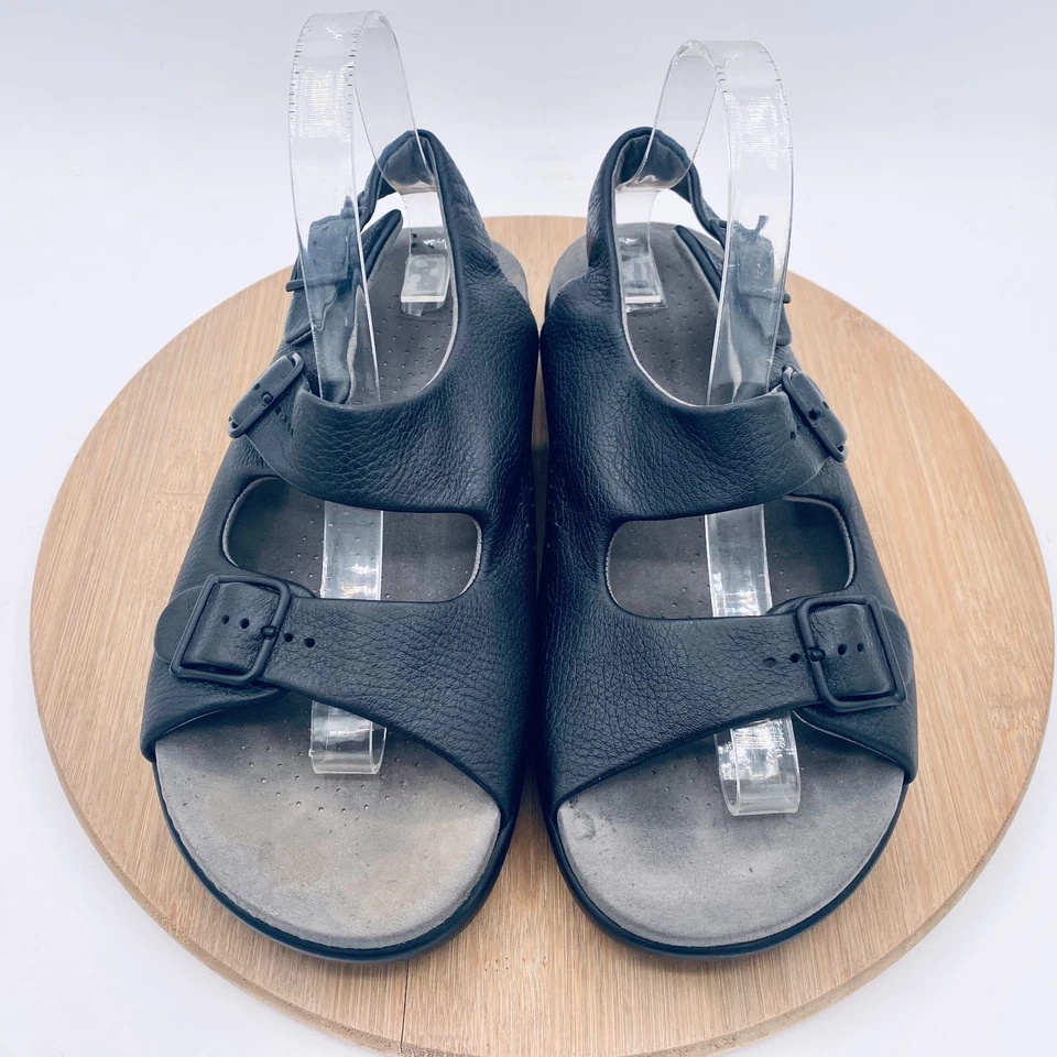SAS Sandals Womens 12 Black Leather Slingback Comfort Peep - Image 2 of 4