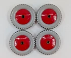 4 VINTAGE MECCANO WHEELS Red Metal and Plastic Grey Collection