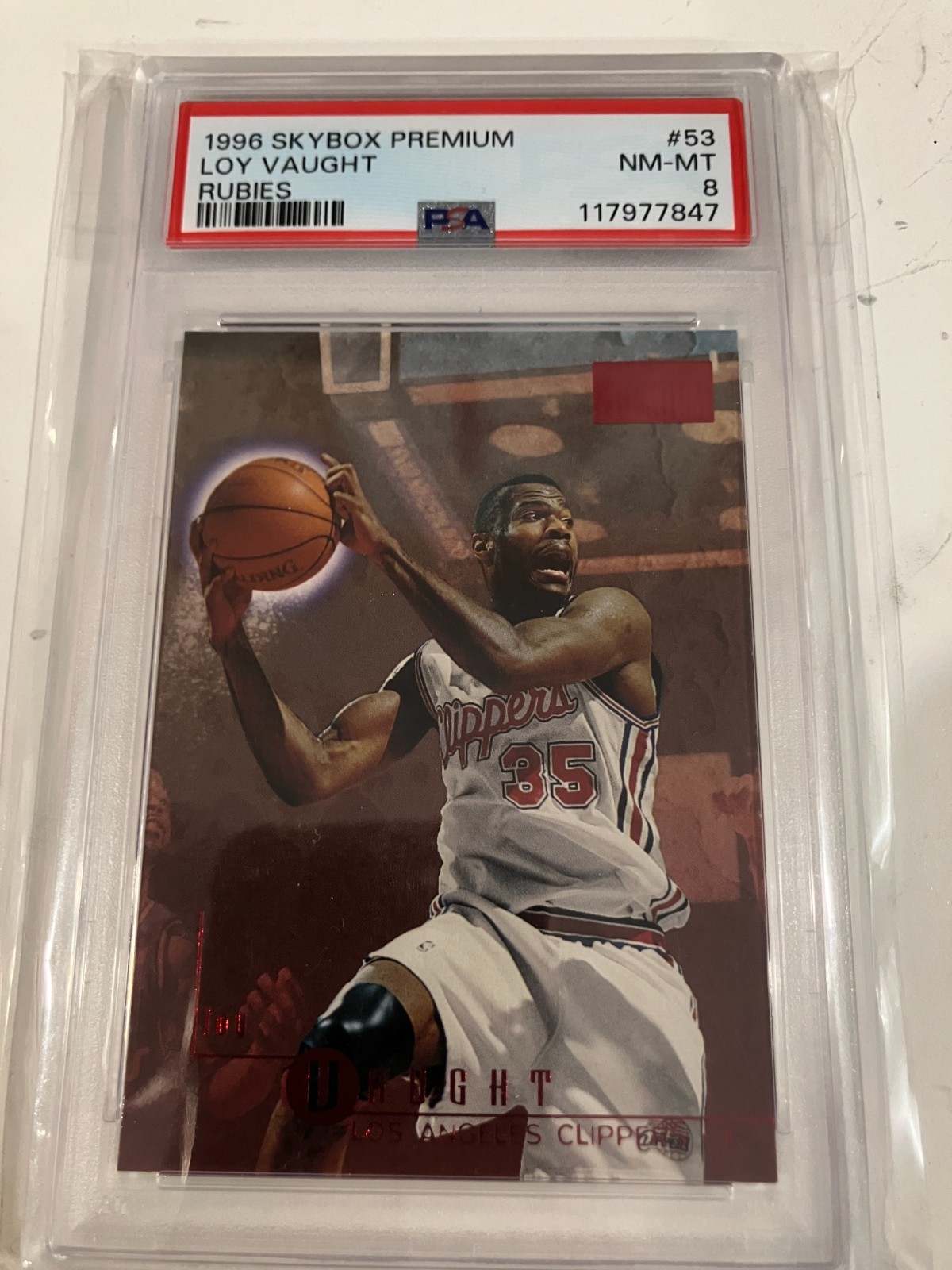1996-97 Skybox Premium RUBIES Loy Vaught #53 PSA 8 none higher