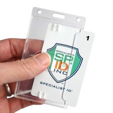 3 Pack - Crystal Clear Heavy Duty Badge Holder - Vertical Hard Plastic ID Badge