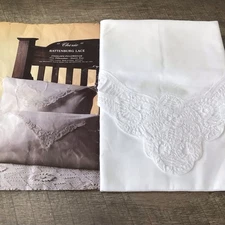Vintage White Battenburg Lace (1) Pillow Sham 19” X 28” Cotton Envelope Closure