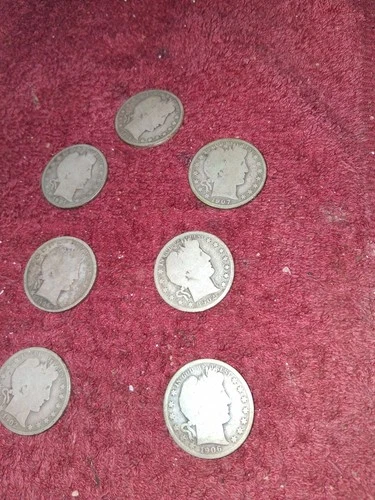 Lot Of 7 Barber Silver Half Dollars