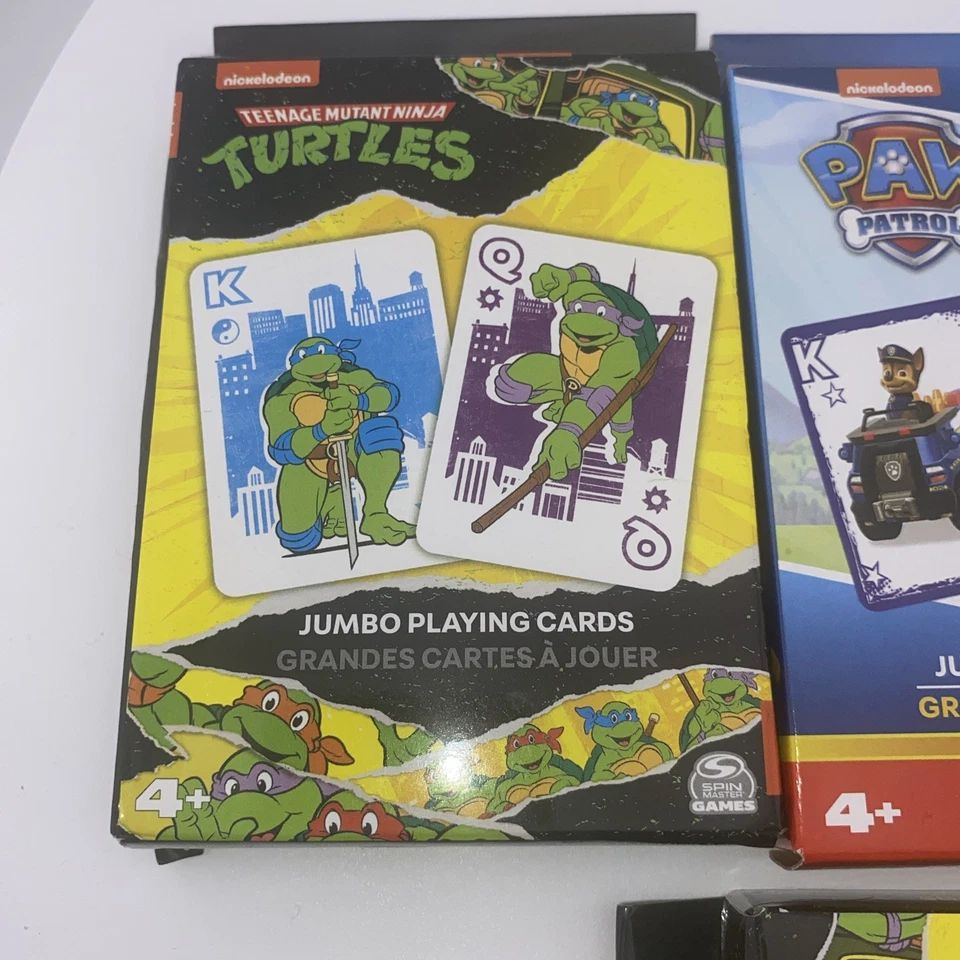 Paquete de 4 juegos de cartas para niños de 4+ años Paw Patrol/adolescente mutante Ninja Turtles juego ABC Foto 2 de 4
