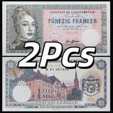 Liechtenstein 2pcs, 50, 2019, Girl with a Necklace, UNC, Free Shipping