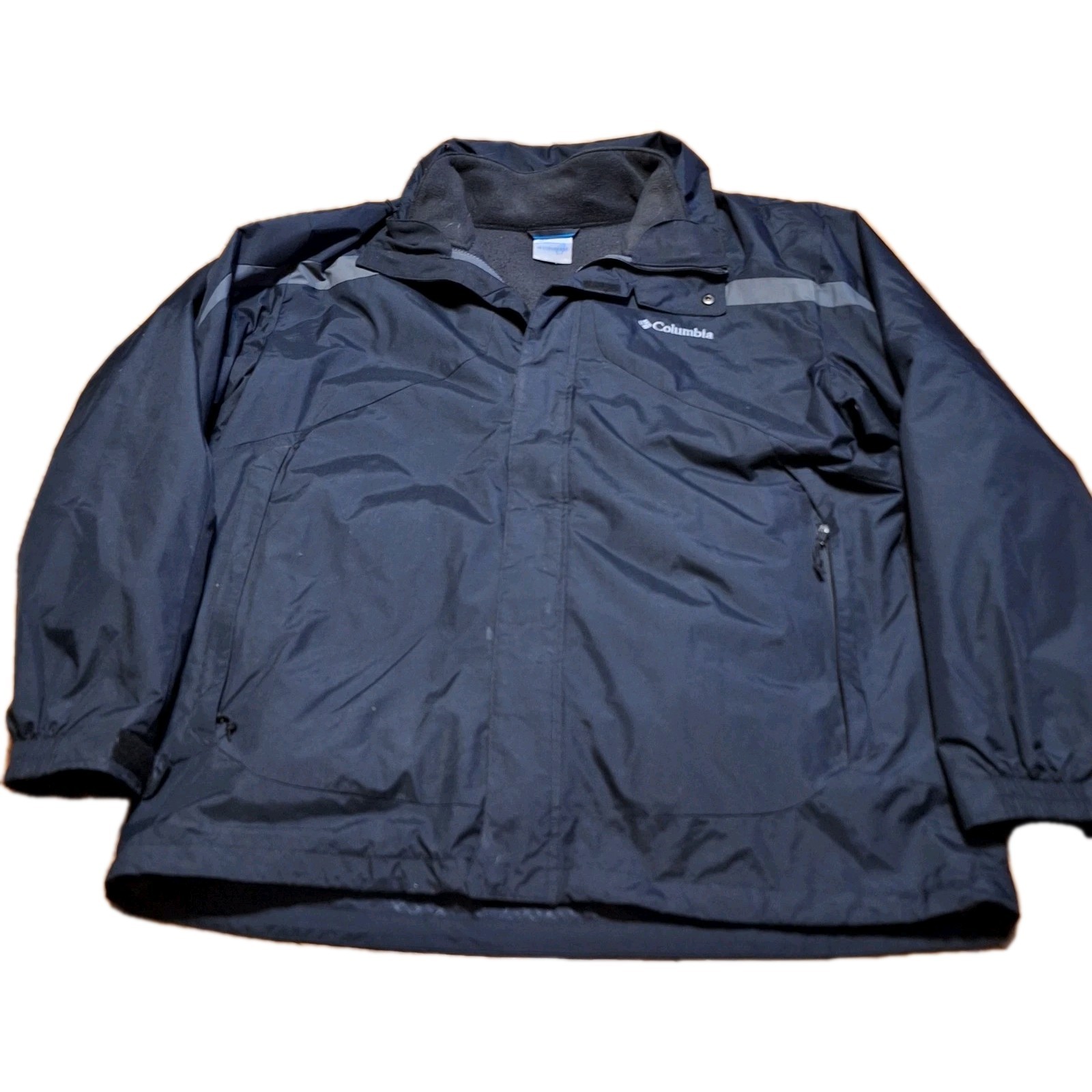 Columbia Interchange Jacket Mens XL Black Hooded Coat 2 In 1 Nylon Outdoor 