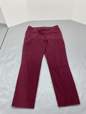 Old Navy Pixie Pants Womens 10 Burgundy Red Stretch Chino Slim Ankle Work Casual