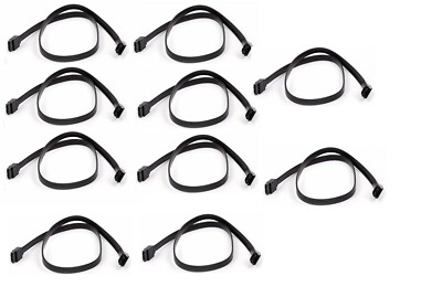 10 x SATA 3.0 SATAiii 6Gb/s Data Cable Wire 18'' For HDD Hard Drive SSD BLACK