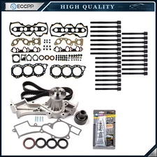 For Nissan Pathfinder 96-00 3.3L Head Gasket Bolt Set Timing Belt Kit Water Pump