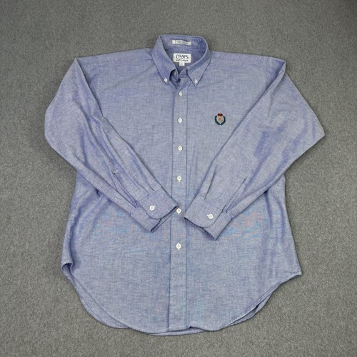 Camisa De Colección Años 80 Ralph Lauren Chaps Para Hombre Talla M Cambray Abotonada Cresta Preppy - Imagen 2 de 7