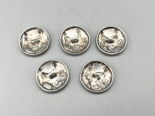 SET OF 5 LATE 19TH CENTURY STERLING SILVER "DANCING COUPLE" BUTTONS, c.1890-1900 - Picture 5 of 6