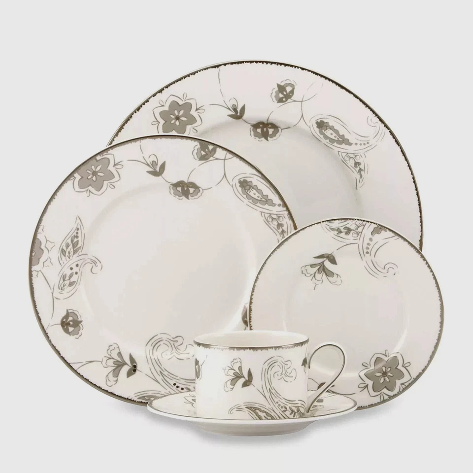Lenox Paisley Terrace 5-Piece Place Setting New Porcelain White / Silver Gift Foto 3 de 4