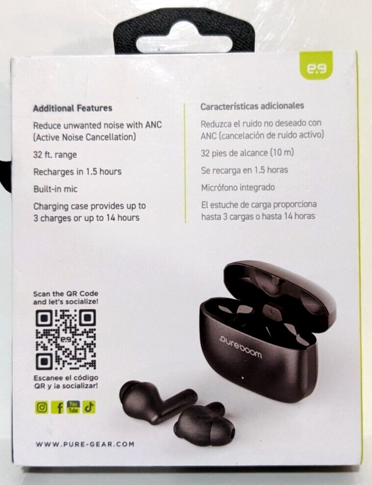 BLACK Puregear Pure Gear Pureboom Orbs PRO Wireless Ear Buds Open Box