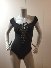 BLUE LIFE Swimwear Textured Black Off Shoulder One Piece Swimsuit Size S