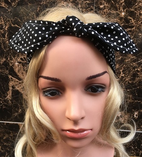 Women Girl Retro Vintage Boho bohemian Polka Dot bow scarf Hair head band tie up - Bild 20 von 25
