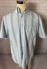 Tommy Hilfiger Short Sleeve Striped Button Down Shirt Men's Size Medium