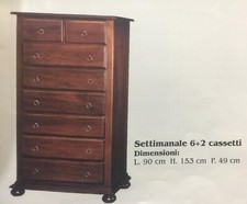SETTIMANALE CASSETTIERA IN LEGNO NOCE 6+2 CASSETTI